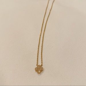 14K XIV KARATS Mini Diamond Clover Necklace